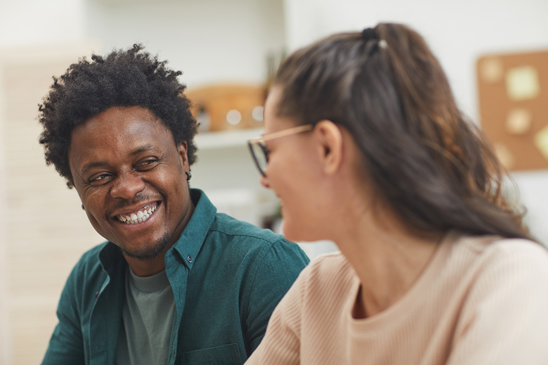 wo adults having a calm, respectful conversation