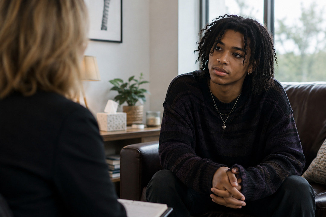 Therapist providing affirming counseling support